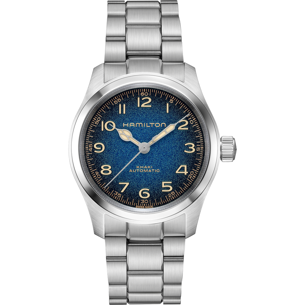 Hamilton Khaki Field Blue Murph 38mm on bracelet