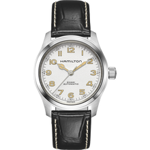 Load image into Gallery viewer, Hamilton Khaki Field White Murph 38mm on leather