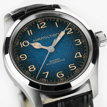 Load image into Gallery viewer, Hamilton Khaki Field Blue Murph 38mm on leather