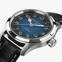 Load image into Gallery viewer, Hamilton Khaki Field Blue Murph 38mm on leather