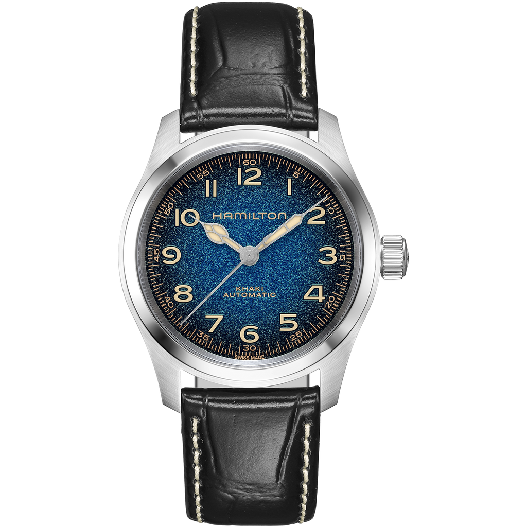 Hamilton Khaki Field Blue Murph 38mm on leather