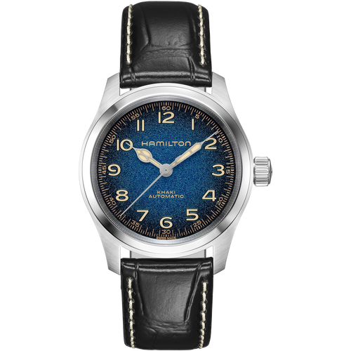 Hamilton Khaki Field Blue Murph 38mm on leather