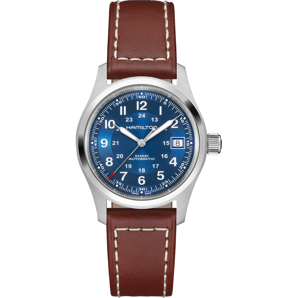 Hamilton Khaki Field Automatic 38mm Blue Dial on Brown Leather