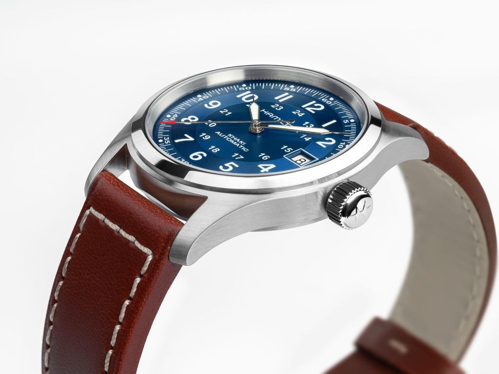 Hamilton Khaki Field Automatic 38mm Blue Dial on Brown Leather