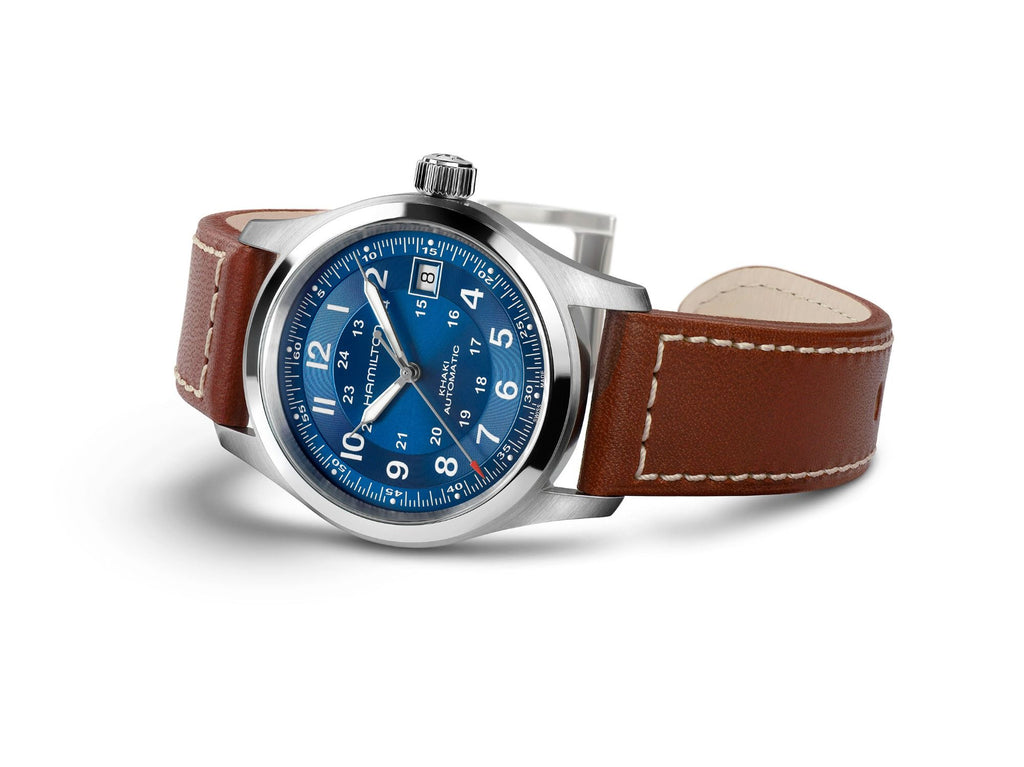 Hamilton Khaki Field Automatic 38mm Blue Dial on Brown Leather