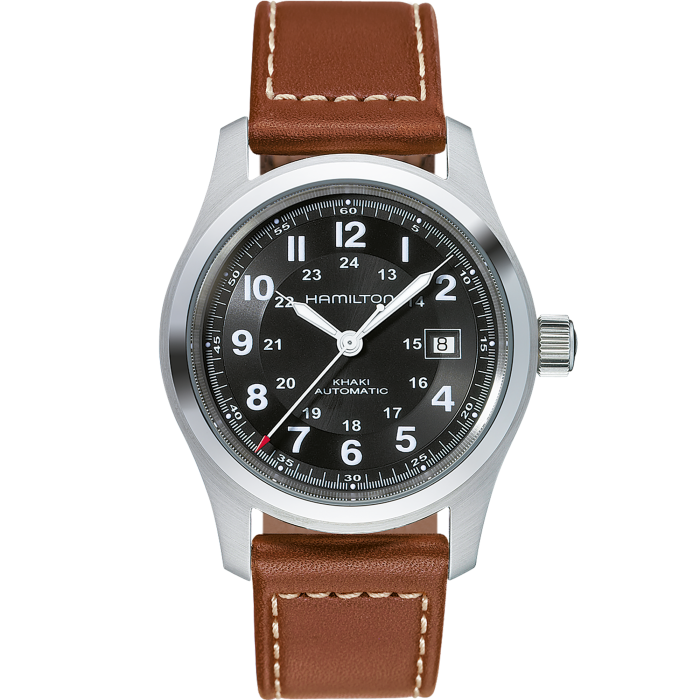 Hamilton Khaki Field Auto 42mm on Brown Leather