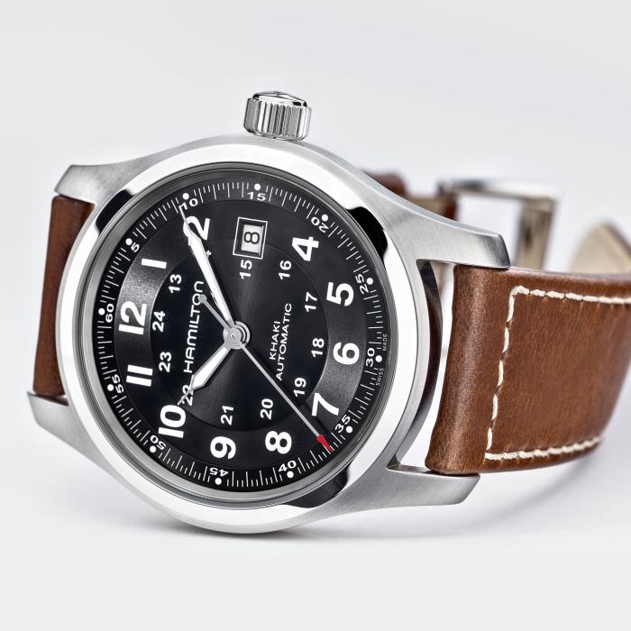 Hamilton Khaki Field Auto 42mm on Brown Leather