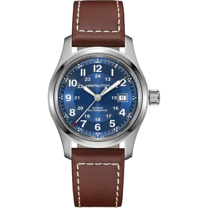 Hamilton Khaki Field Auto Blue 42mm on leather – Wamada Jewellery