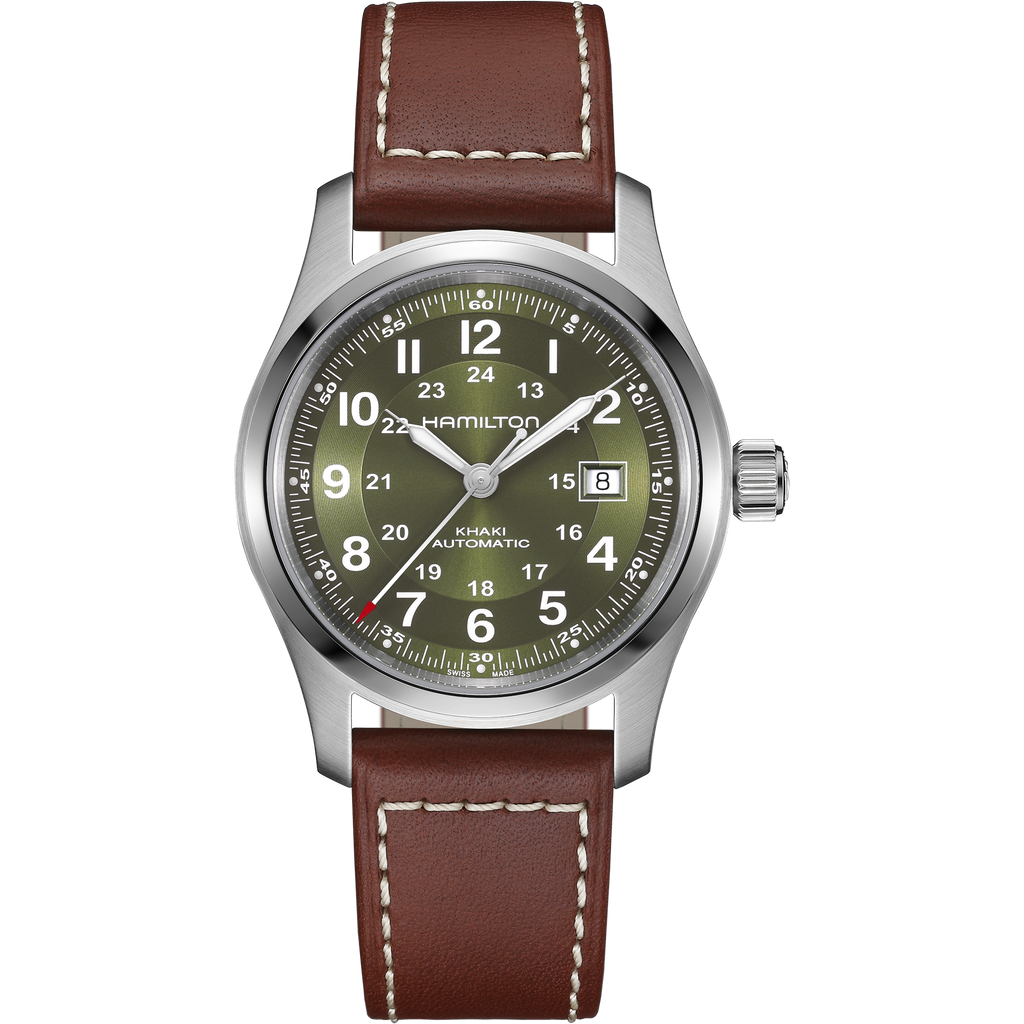 Hamilton Khaki Field Auto Green 42mm on leather