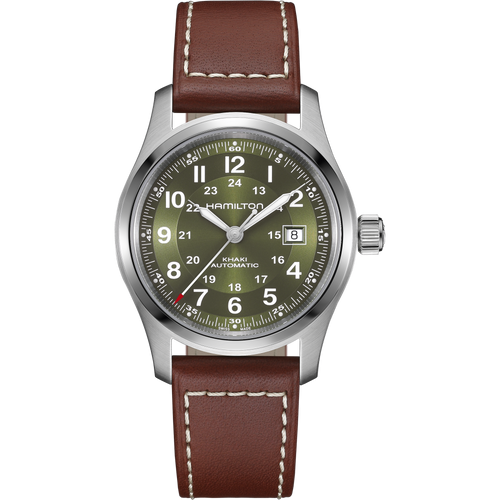 Hamilton Khaki Field Auto Green 42mm on leather