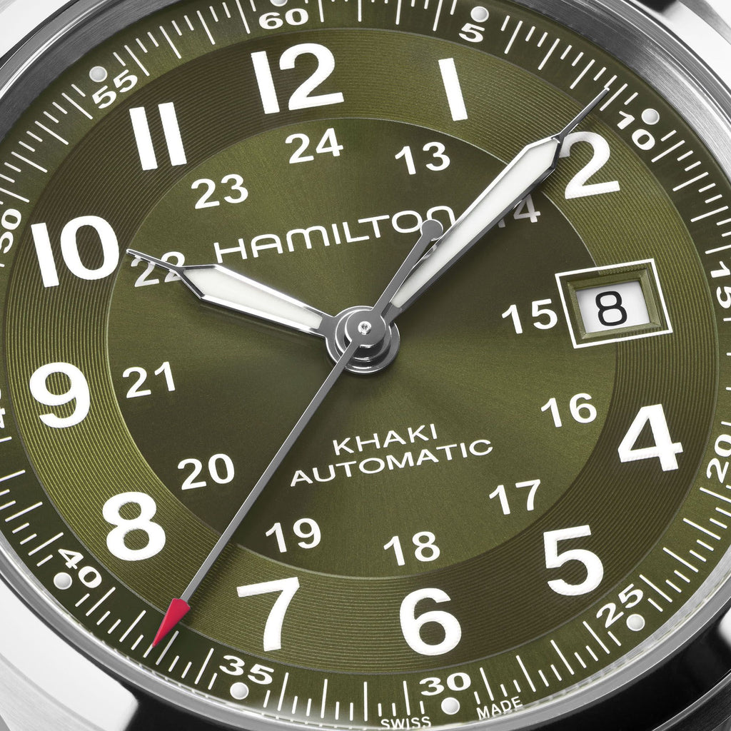 Hamilton Khaki Field Auto Green 42mm on leather