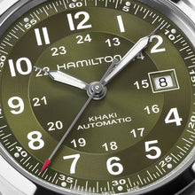 Load image into Gallery viewer, Hamilton Khaki Field Auto Green 42mm on leather