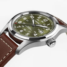 Load image into Gallery viewer, Hamilton Khaki Field Auto Green 42mm on leather