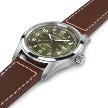Load image into Gallery viewer, Hamilton Khaki Field Auto Green 42mm on leather
