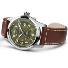 Load image into Gallery viewer, Hamilton Khaki Field Auto Green 42mm on leather