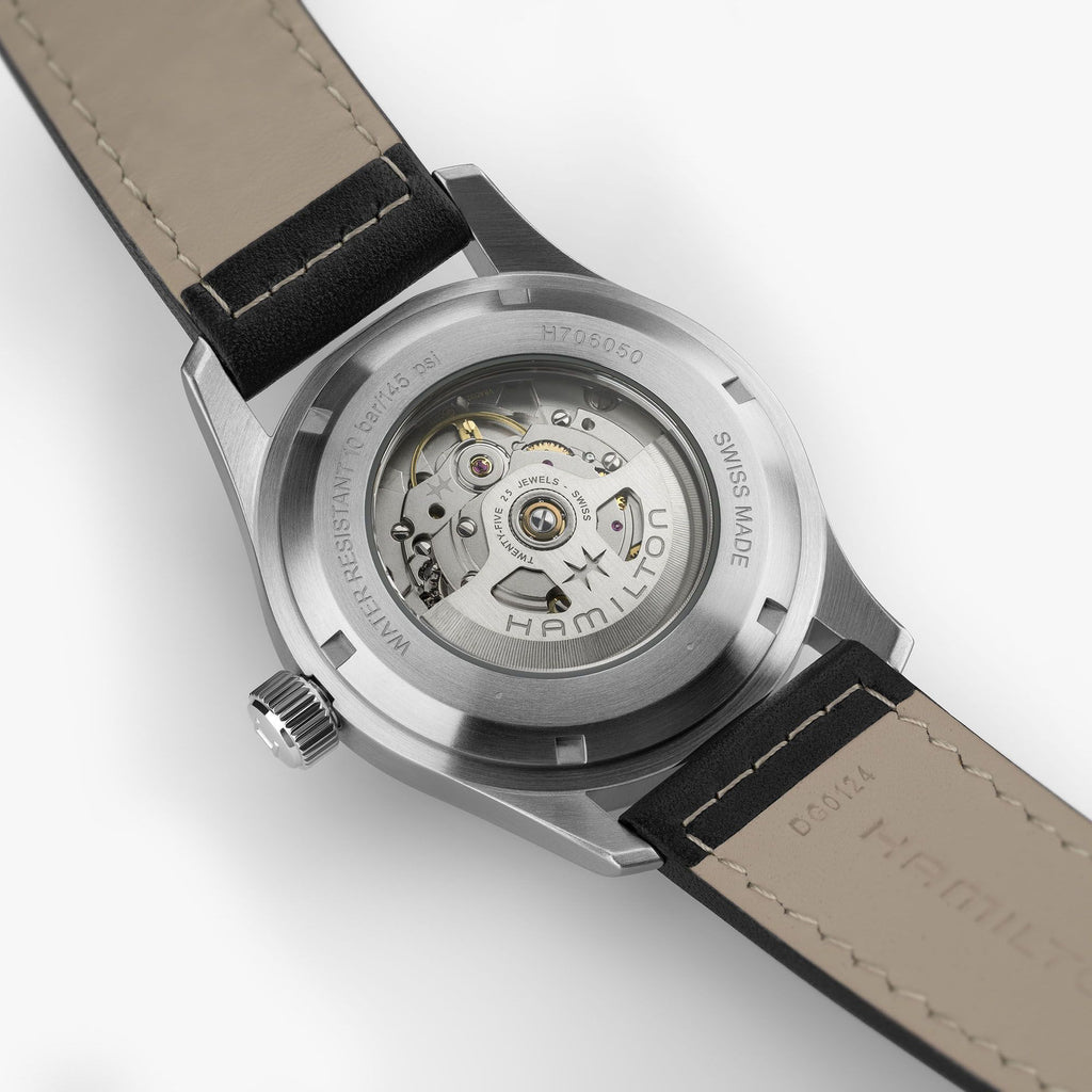 Hamilton Khaki Field Auto 42mm on Black Leather