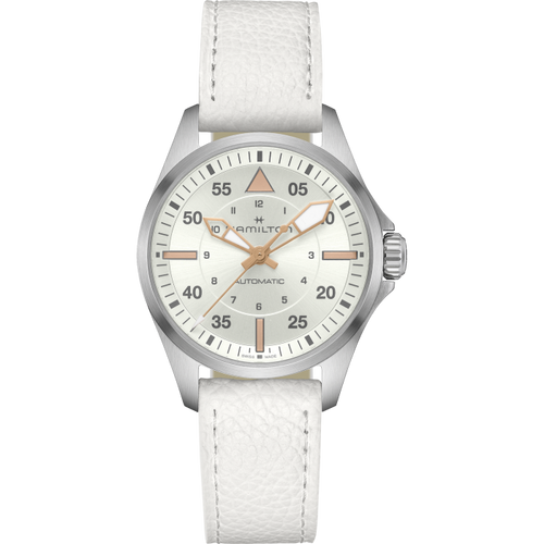 Hamilton Khaki Aviation Pilot Auto 36mm Silver on Leather