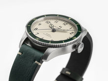 Load image into Gallery viewer, Hamilton Khaki Aviation Pilot Pioneer Auto White Dial on Green Bezel on leather