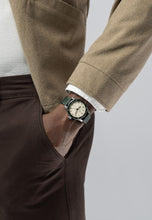 Load image into Gallery viewer, Hamilton Khaki Aviation Pilot Pioneer Auto White Dial on Green Bezel on leather