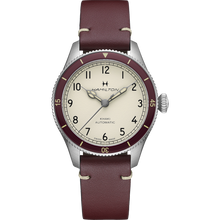 Load image into Gallery viewer, Hamilton Khaki Aviation Pilot Pioneer Auto White Dial on Red Bezel on leather