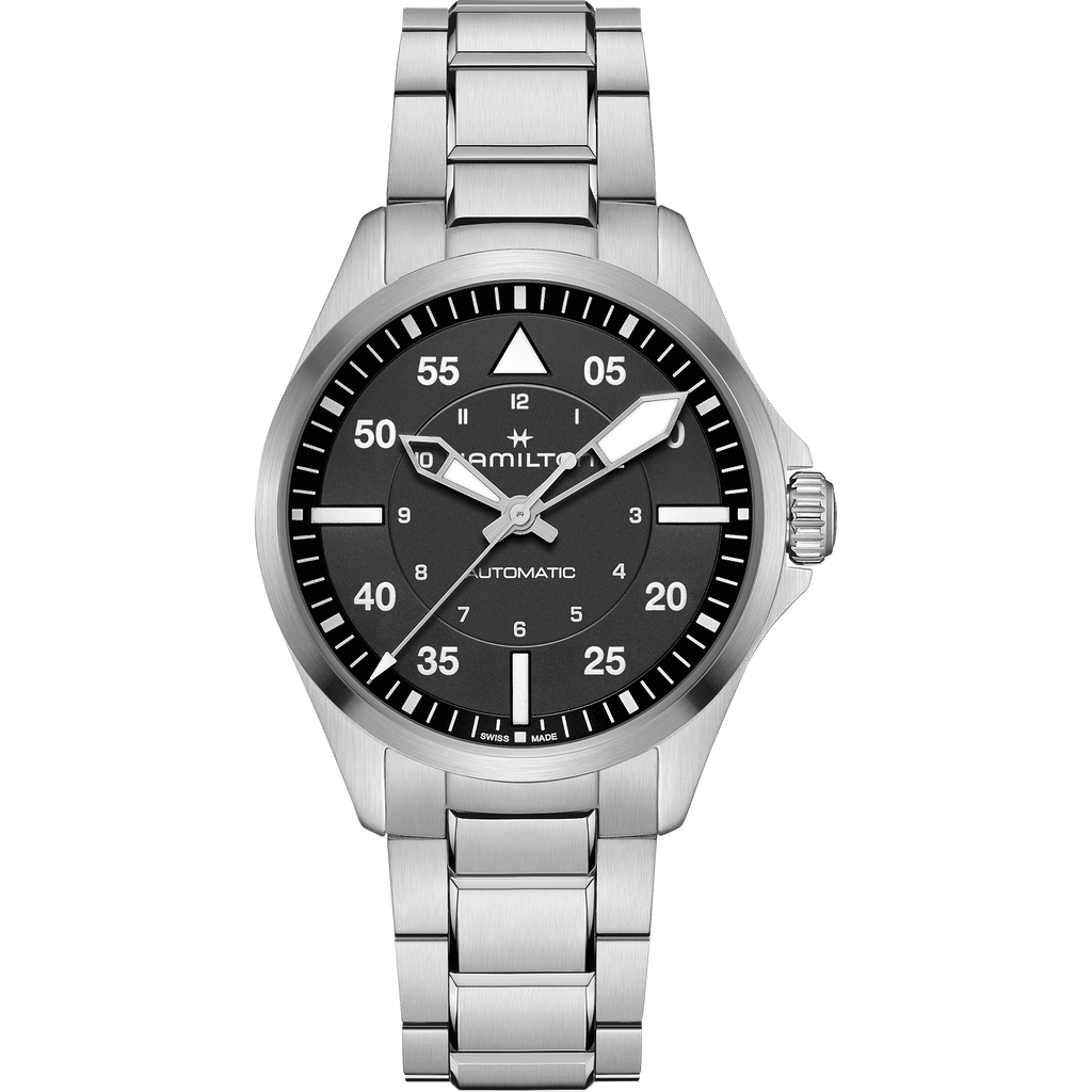 Hamilton Khaki Aviation Pilot Auto Black on Bracelet -39mm