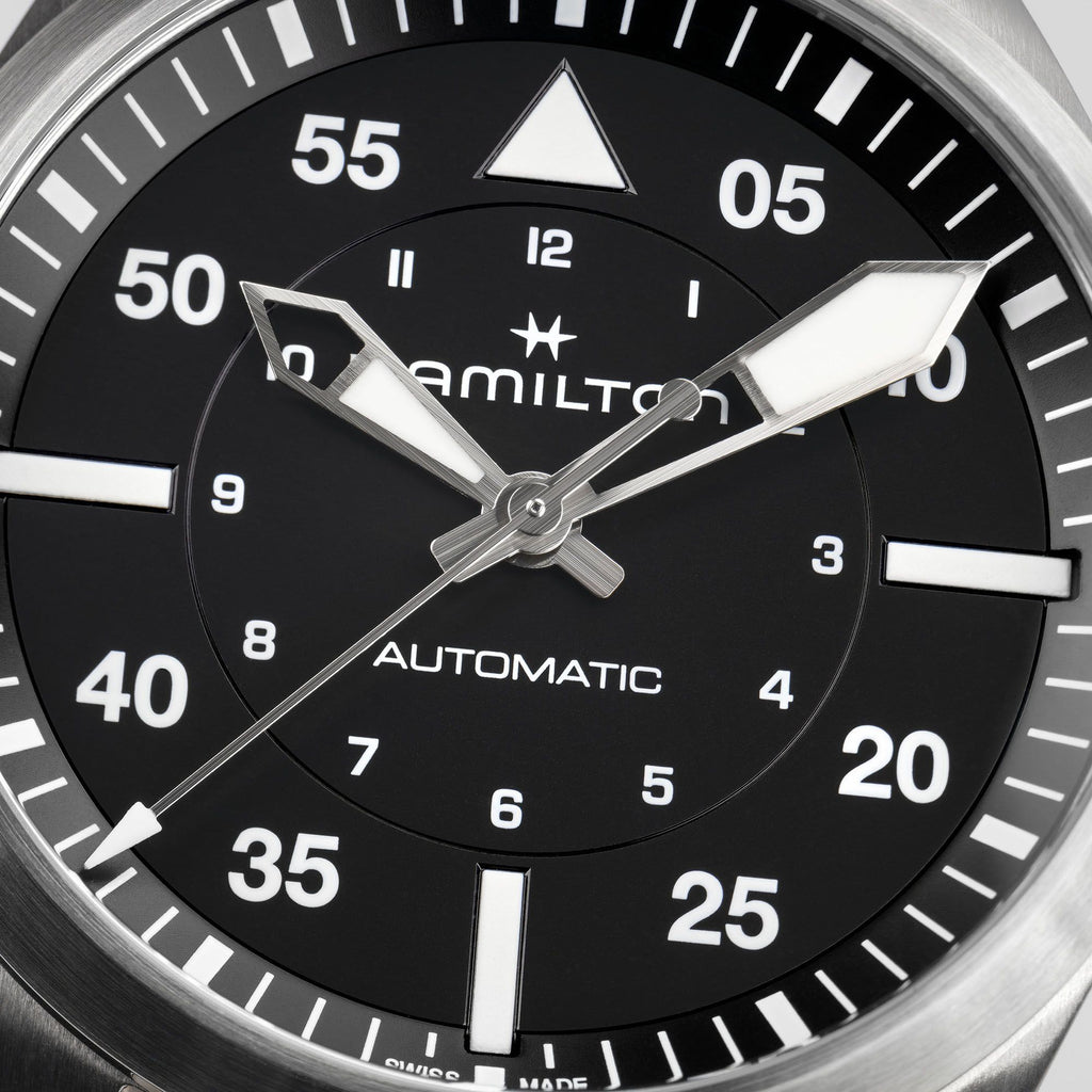 Hamilton Khaki Aviation Pilot Auto Black on Bracelet -39mm