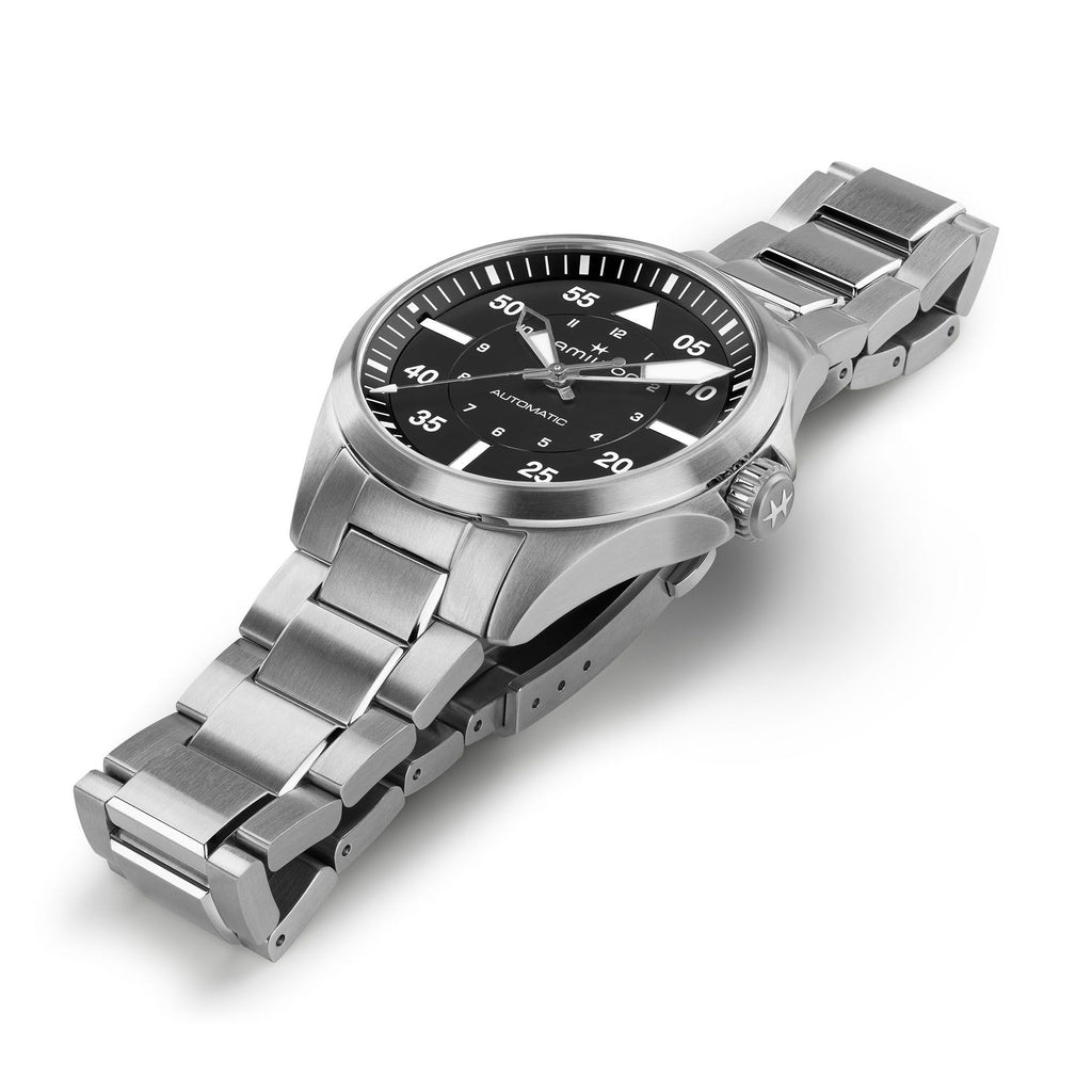Hamilton Khaki Aviation Pilot Auto Black on Bracelet -39mm