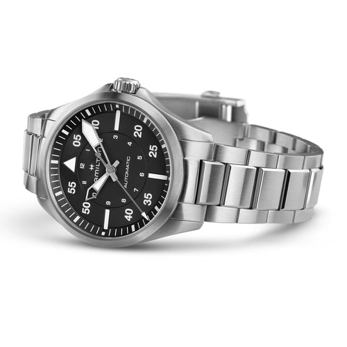 Hamilton Khaki Aviation Pilot Auto Black on Bracelet -39mm