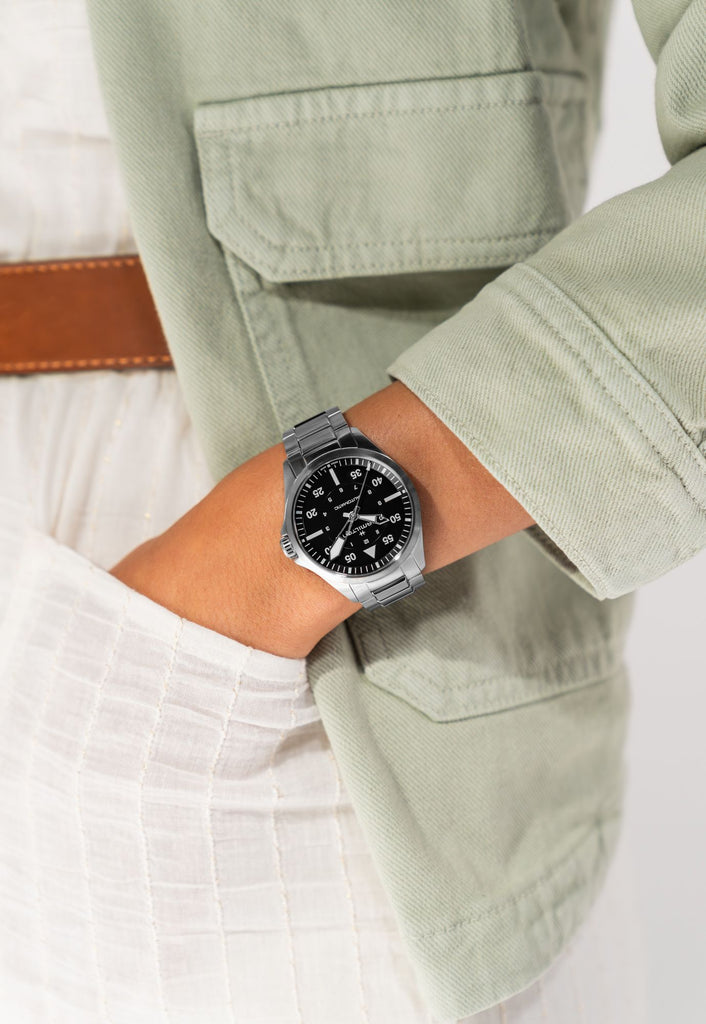 Hamilton Khaki Aviation Pilot Auto Black on Bracelet -39mm