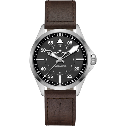 Hamilton Khaki Aviation Pilot Auto Black 39mm on Leather