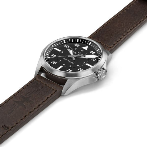 Hamilton Khaki Aviation Pilot Auto Black 39mm on Leather