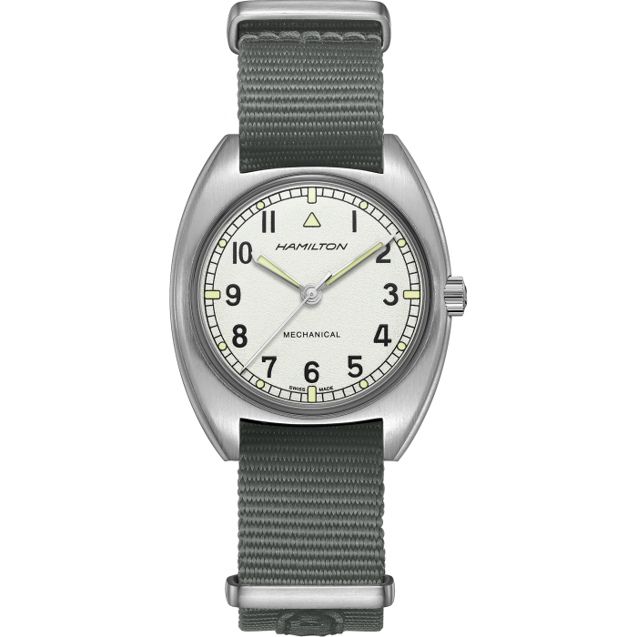 Hamilton Khaki Aviation Pilot Pioneer Mechanical Silver on Nato