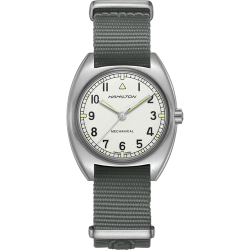 Hamilton Khaki Aviation Pilot Pioneer Mechanical Silver on Nato