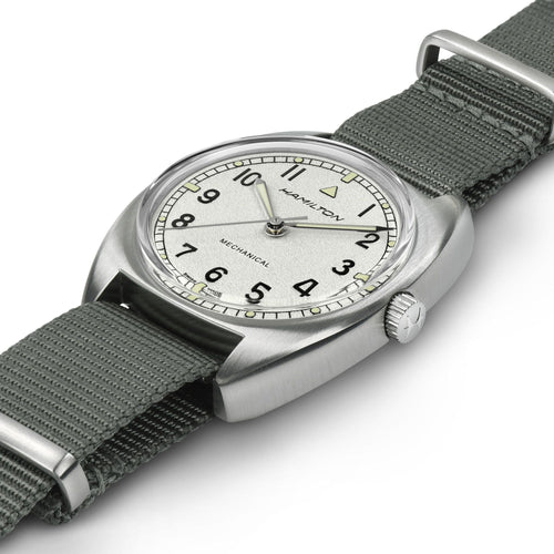 Hamilton Khaki Aviation Pilot Pioneer Mechanical Silver on Nato