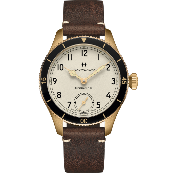 Hamilton Khaki Aviation Pilot Pioneer Bronze White Dial on leather