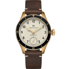Load image into Gallery viewer, Hamilton Khaki Aviation Pilot Pioneer Bronze White Dial on leather