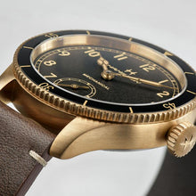 Load image into Gallery viewer, Hamilton Khaki Aviation Pilot Pioneer Bronze on leather