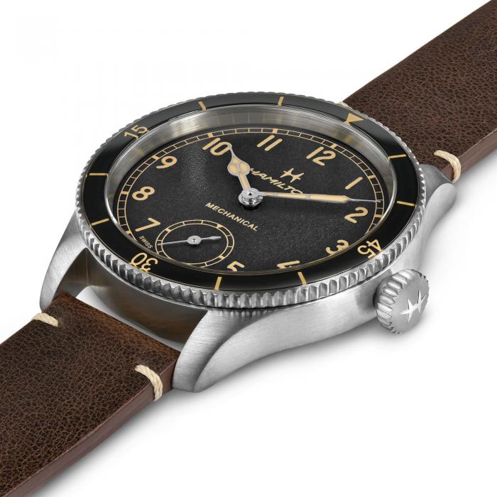 Hamilton Khaki Aviation Pilot Pioneer 43mm on leather