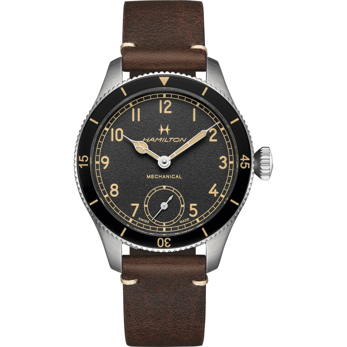 Hamilton Khaki Aviation Pilot Pioneer 43mm on leather