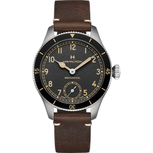 Load image into Gallery viewer, Hamilton Khaki Aviation Pilot Pioneer 43mm on leather