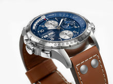 Load image into Gallery viewer, Hamilton Khaki Aviation X-Wind Auto Chrono Blue on leather