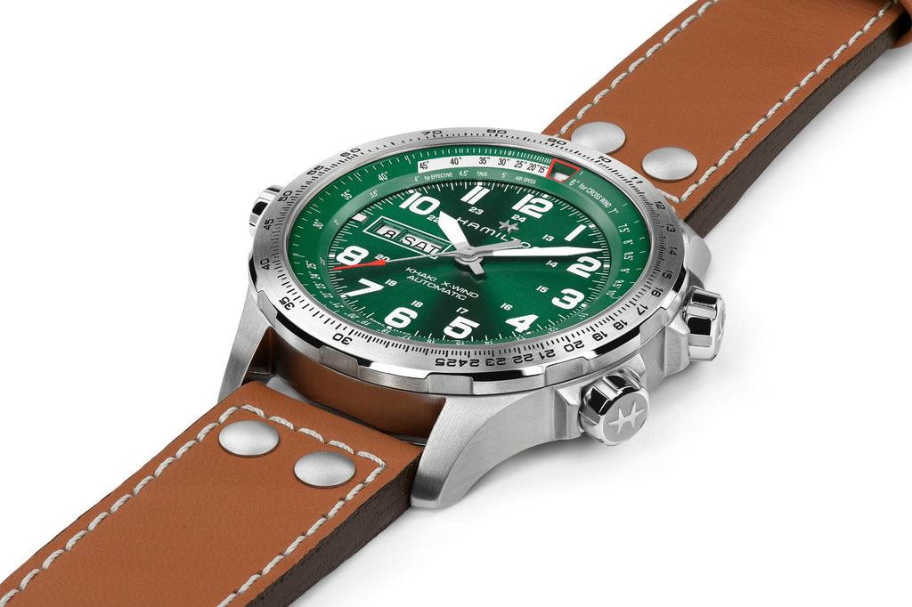 Hamilton Khaki Aviation X-Wind Day Date Auto Green on Leather