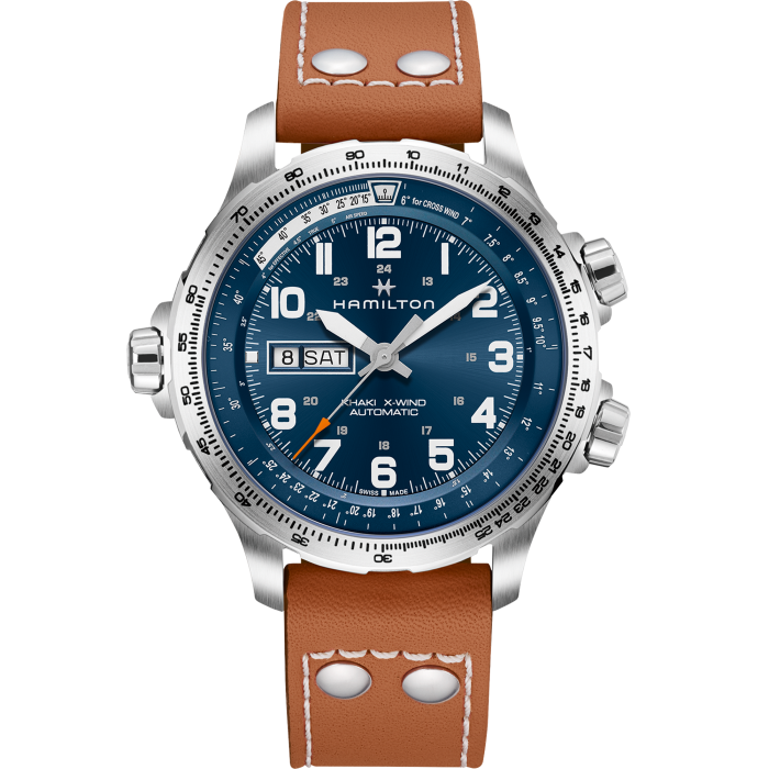 Hamilton Khaki Aviation X-Wind Day Date Auto Blue on Leather