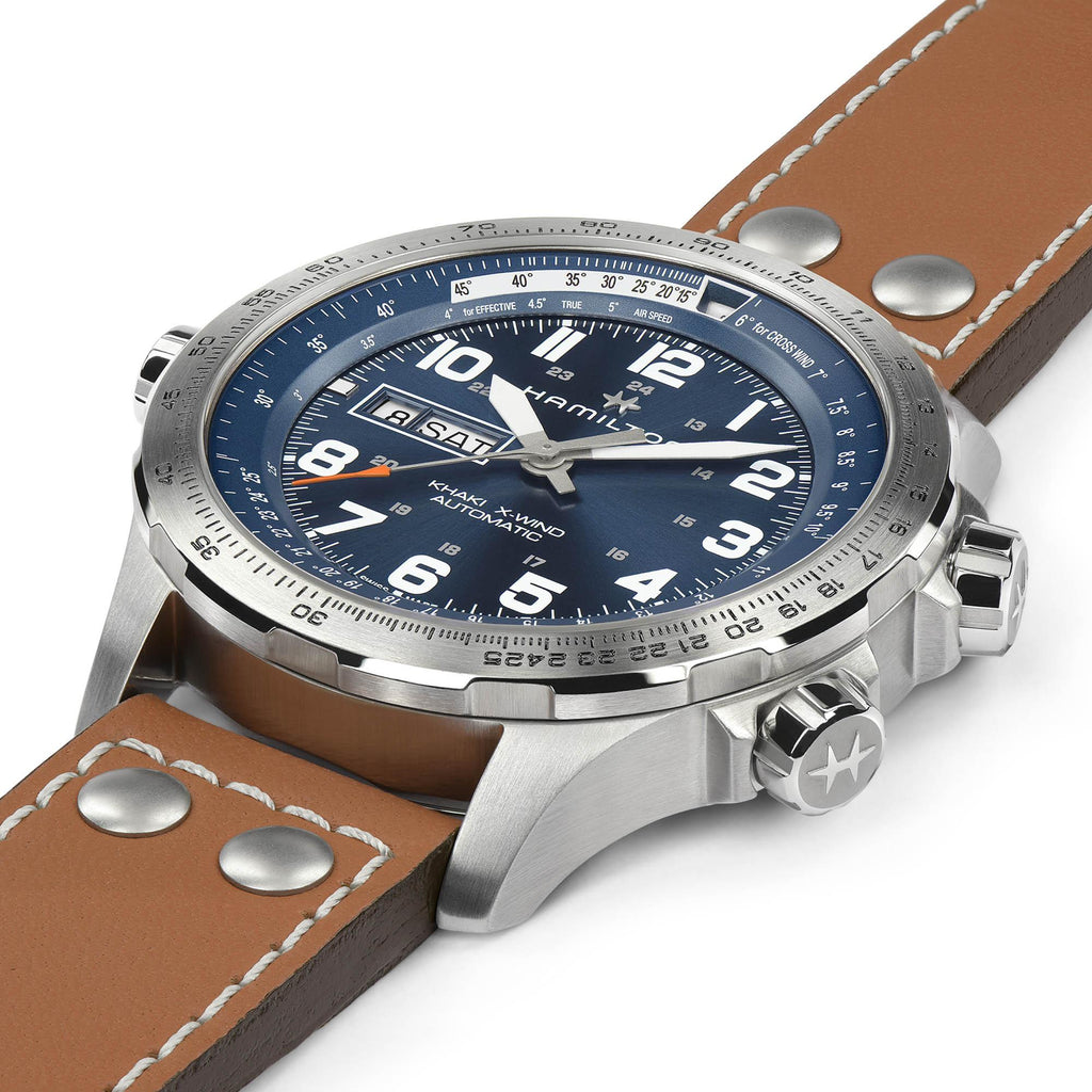Hamilton Khaki Aviation X-Wind Day Date Auto Blue on Leather