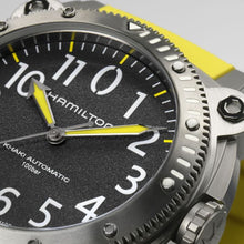 Load image into Gallery viewer, Hamilton Khaki Navy Belowzero Auto Titanium On Yellow Rubber