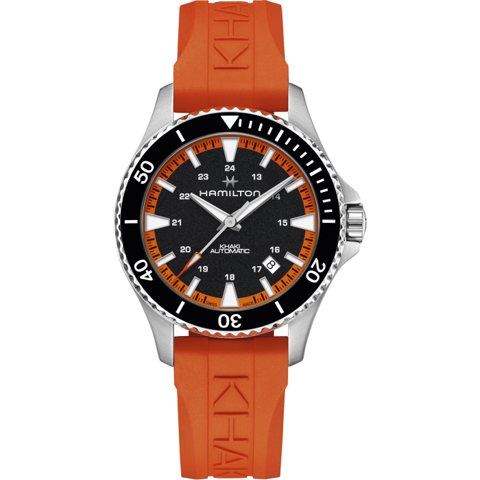 Hamilton Khaki Navy Scuba Auto on Orange Rubber