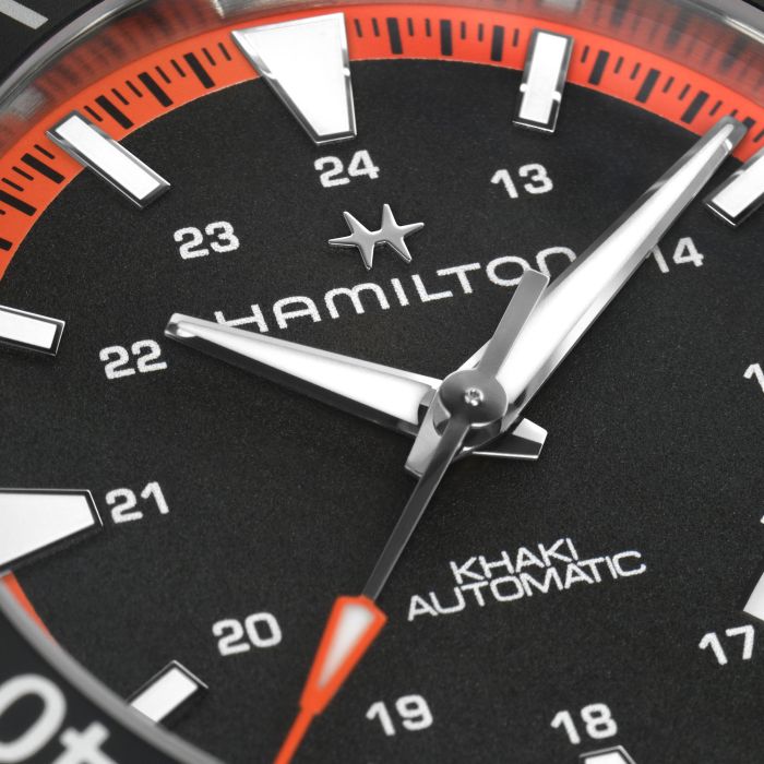 Hamilton Khaki Navy Scuba Auto on Orange Rubber