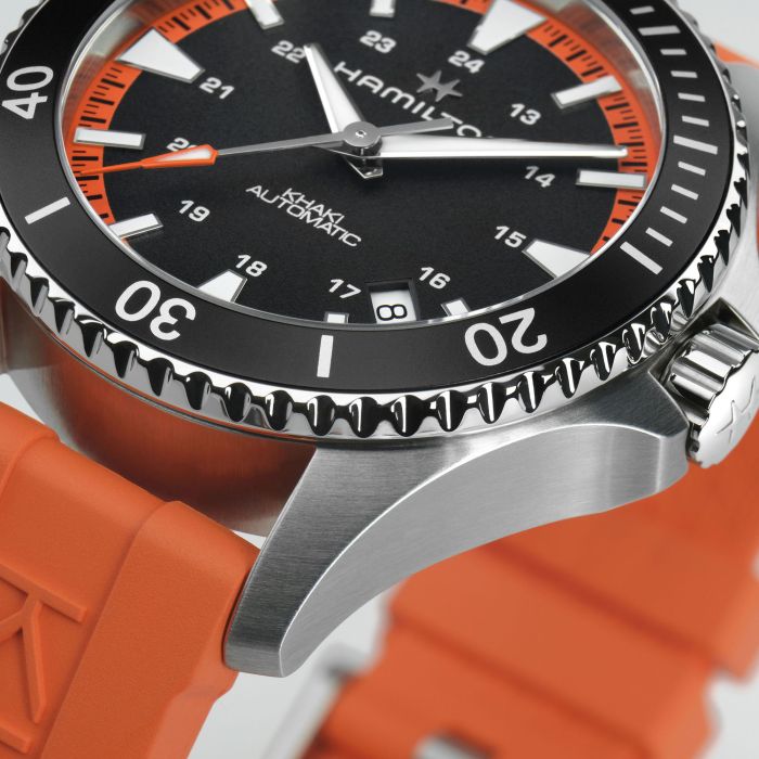 Hamilton Khaki Navy Scuba Auto on Orange Rubber