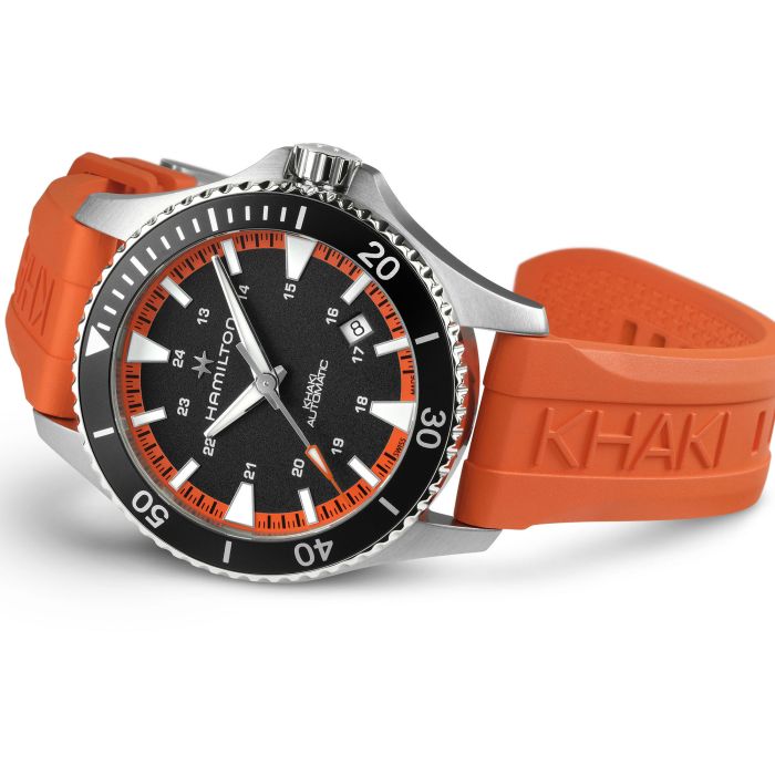 Hamilton Khaki Navy Scuba Auto on Orange Rubber