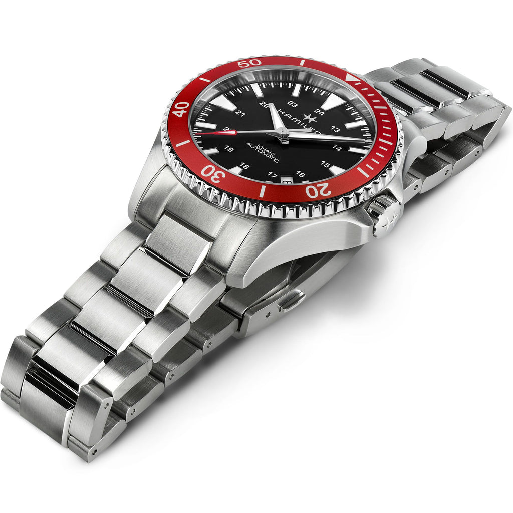 Hamilton Khaki Navy Scuba Auto Red Bezel on Bracelet 40mm